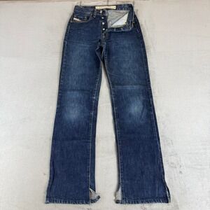 Diesel Cheyenne Straight Jeans Mens 28x34 Dark Blue Distressed Button Fly Italy